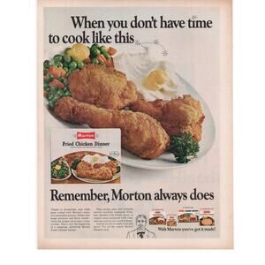 Morton Frozen Dinner Magazine Advertisement 1960s Food Vintage Fried Chicken